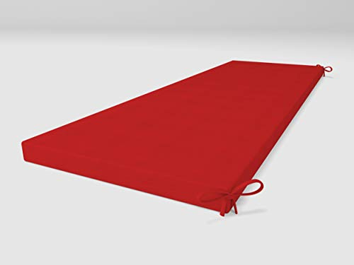 ALOHA Bankauflage Bankkissen für Gartenbank, Gartenschaukel, Gartenmöbel, Terrasse, Rasen, Sitzbank-Kissen Bankpolster Auflage (Rot / 140x40x4cm / 1 Stück)