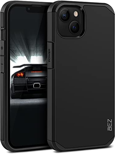 BEZ Hülle für iPhone 13 Hülle, Handyhülle Tasche Stoßfestes Kompatibel für iPhone 13, [Heavy Duty Serie] Outdoor Dual Layer Armor Case Handy Schutzhülle Robuste, Schwarz
