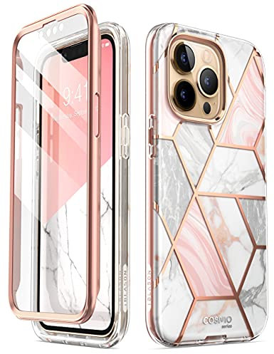 i-Blason Cosmo Series Case for iPhone 13 Pro Max 5G 6.7 inch (2021 Release), Slim Full-Body Stylish Protective Case with Built-in Screen Protector (Marble)