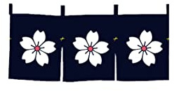 UXOWOXU Noren (rideau japonais) - Rideau court de porte avec motif Sakura - Décoration de bar japonais - 40 x 90 cm - Bleu