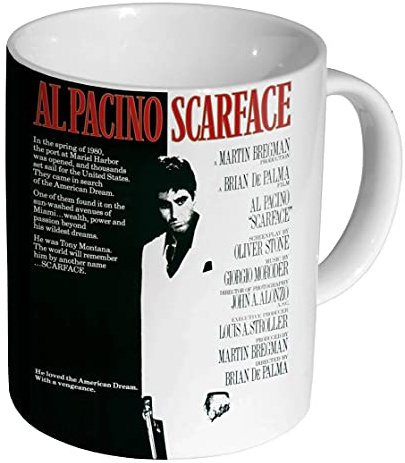 mugmart Al Pacino Scarface BW Ceramic Coffee Mug / Cup, White