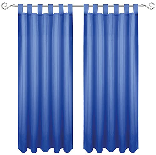 Bestgoodies Gardine mit Schlaufen 140x245 cm (Breite x Länge) in Blau, blickdichter Vorhang, Schlaufenvorhang in vielen Variationen