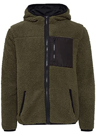 !Solid SDLuka Fleecejacke Herren Übergangsjacke Fleece Jacke mit Teddy Fell mit Kapuze Regular Fit Brusttasche Regular fit, Größe:2XL, Farbe:Ivy Green (190512)