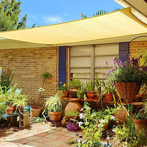 Sunnylaxx 3x4m Sable Voile d’ombrage Rectangulaire, HDPE Voile Ombrage Une Protection des Rayons UV à 95%, pour en Plein air, Jardin & Terrasse