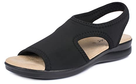 Aerosoft Sandales stretch 05 pour femme, extra légères et élastiques (noir, 42)