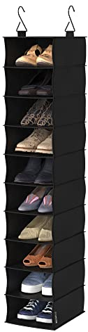 ClosetMaid 20502 10-Shelf Fabric Hanging Closet Organizer for Shoes, Hats, Handbags, Clothes with Charcoal Black Finish
