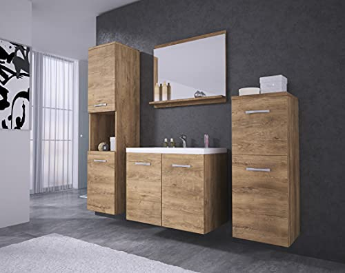 Conjunto de Muebles de baño Roma, Juego de Muebles de baño con Lavabo Incluido, Muebles de baño Colgantes, Muebles Modernos (Lefkas)