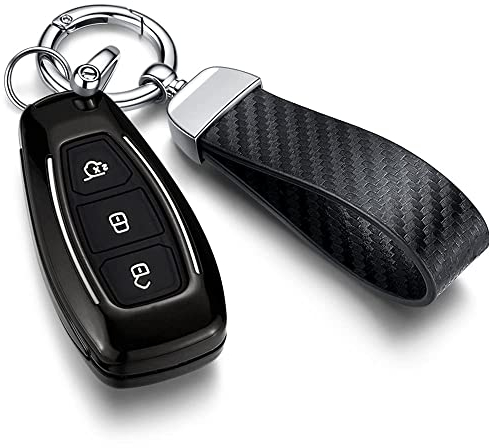 Yamlten Autoschlüssel Hülle für Ford Fiesta Focus Mondeo Kuga C-Max S-Max Galaxy,3 Tasten ABS Kunststoff Ford Schlüsselhülle-Schwarz