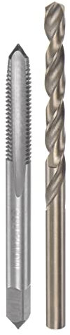sourcing map Tap & Bit Sets, M6 x 1 H2 Straight Flute Machine Thread Milling Tap, 5mm M35 Cobalt High Speed Steel (HSS-CO) Twist Drill Bit
