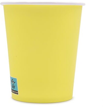 Wellsamed WELLSACUP 100 Stück Pappbecher 180 ml, Gelb, geeignet für Heiß- und Kaltgetränke, Coffee to Go, Business, Veranstaltungen, Party