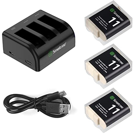 Smatree Battery 3-Pack 1800mAh Compatible for GoPro Hero 12/11/10/9,3-Channel Battery Quick Charger Compatible with GoPro Hero 12/11/10/9Battery