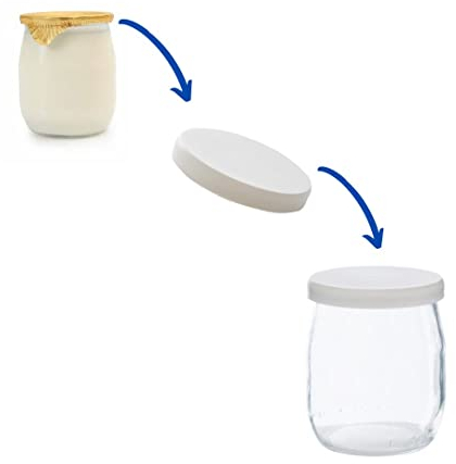 Friendly Cuisine - Couvercles blancs hermétiques pour pot de yaourt en verre Diam 56 mm (12)