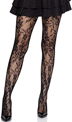 LEG AVENUE Damen Vintage Netzstrumpfhose aus Spitze Strumpfhose