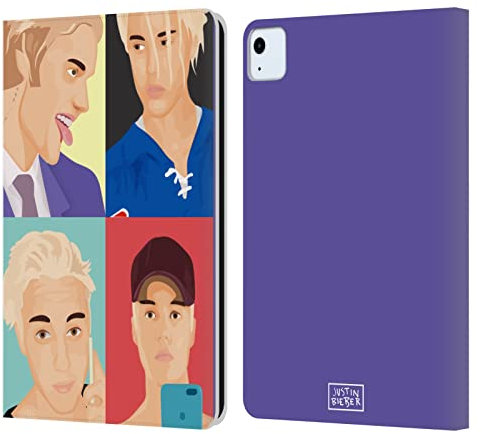 Head Case Designs Licenciado Oficialmente Justin Bieber Cuatro Fotos Justmojis Carcasa de Cuero Tipo Libro Compatible con Apple iPad Air 2020/2022