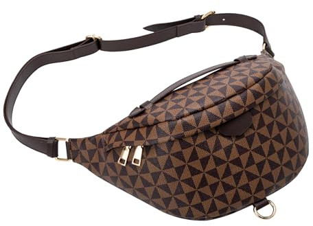 Bauchtasche Damen stylisch, veganem Leder gürteltasche Damen Brusttasche hüfttasche Damen für Frauen Reisen Sport Camping (Kaffee)...