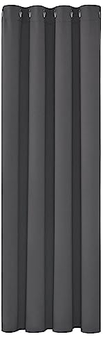 Deconovo Rideaux Occultants Isolant Thermique Anti Froid, 140×175 CM (Largeur x Hauteur), Rideaux pour Salon et Chambre, Design Moderne à Oeillets, Gris Foncé