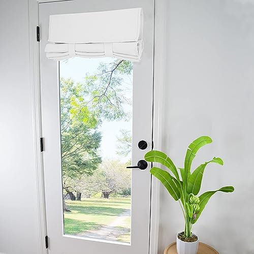 WdFour Seitentürvorhänge für Fenster, Raumverdunkelung, einfarbige Abdeckung für Glasfronttür, Seitenlichtvorhang, Raffrollo, 86 x 203 cm (B x L), 1 Stück, gebleichtes Weiß