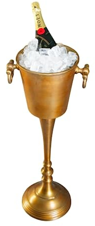 Rustic Gold Floor Standing Champagne Bucket Distressed Look Wine Cooler Ice Gift | Ideal for Parties, BBQs and Bars Cooling Bottles, Beers or Soft Drinks.