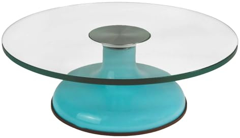 INTIRILIFE Kuchenplatte drehbarer Tortenständer mit rutschfestem Standfuß in Hell Blau - 30 x 10 cm - Teller Platte für Kuchen Torten Runde Servierplatte für Gebäck