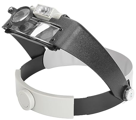 Tonysa Kopfband-Lupenbrille mit LED-Licht, 1,5-fach bis 10-fach Vergrößerung, Kopfhalterung, Lupenwerkzeug, Stirnschutz-Design für Naharbeiten, Lesen, Schmuck, Handwerk, Reparatur