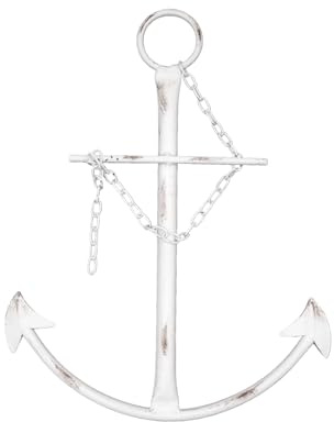 Nautical Anchor Art, Vintage Metal Anchor With Chain, 13in Decor for Bedroom, Living Room, Dorm
