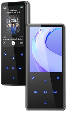Lettore MP3 Bluetooth 5.3, MP3 lettore musicale bambini portatile da 64 GB con altoparlante integrato, riproduzione shuffle, video, eBook, contapassi, radio FM, display da 2,4 pollici