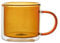 soulnioi 300ML Colored Double Walled Glass Coffee Mugs, Glass Water Cup Milk Cup Tea Mug Insulated Coffee Mug with Handle for Hot&Cold Drink (Amber)