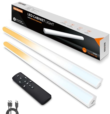 Luces para debajo del gabinete, control remoto, luces magnéticas regulables para armario, luz LED inalámbrica recargable por USB, luces de techo y debajo de la encimera para cocina, armario, estante