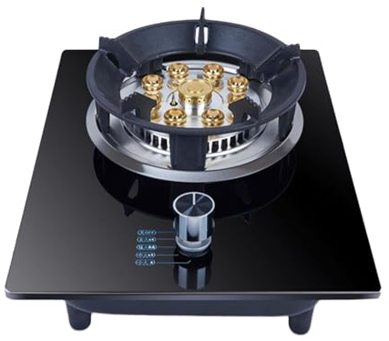 Estufa De Gas, Quemador De Wok Con Anillo De Fuego De 9 Cavidades, 7,0 KW, Cocina Superior De Vidrio Templado Negro Con Protección Contra Llamas, Adecuada For La Cocina Del Hogar (Color : A, Size :