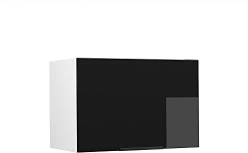 Vicco Badschrank Fame-Line, Schwarz-Eiche Hochglanz/Weiß, 60 x 40 cm Flach
