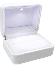 DELALO® Weiß Ring Box mit LED Licht - Ringschachtel Ring Samt Weiss- Ringschatulle mit LED-Beleuchtung Weis- Für Verlobung, Antrag, Hochzeit (Weiß)