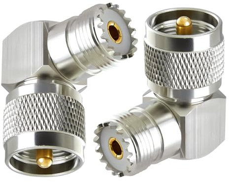 ACONRFTOL 2PCS UHF Male to UHF Female Right Angle Adapter UHF PL259 to SO239 90 Degree Antenna Connector UHF CB Radio Adapter Elbow SO-239 PL-259 for CB Amateur Radio Antenna Coaxial Cable