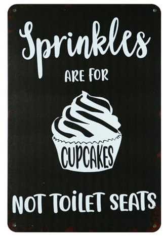 QYAYIK Sprinkles are for Cupcakes not for Toilet Seats Sign 12x8 Inch, Rustic Funny Bathroom Sign, Half Bathroom Decor Wall, Decor Bathroom Sign Art, Decor Funny Sayings