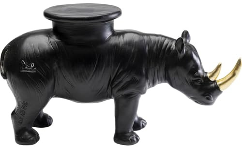 Kare Design Deko Figur Rhino, Schwarz, 23x51x13 cm (H/B/T) | handbemalt, Tiermotiv, fürs Wohnzimmer
