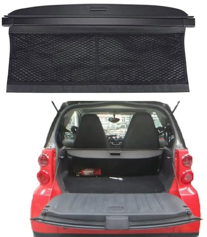 ZXBL Laderaumabdeckung Zubehör für Smart 451 Fortwo 2007 2008 2009 2010 2011 2012 2013 2014, Ausziehbar Ablagen Kofferraumabdeckung Shielding Security Trennwand Aufbewahrung Innere Schutz ZubehöR