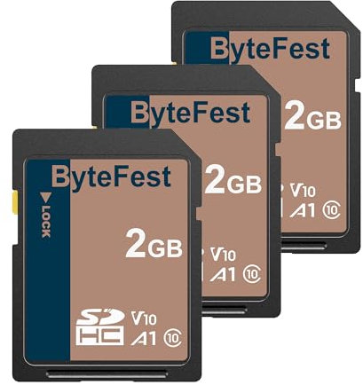 ByteFest SD Card 2GB SDHC Flash Memory Card (3 Pack) - Class 10, U1, V10, SD Cards for Cameras