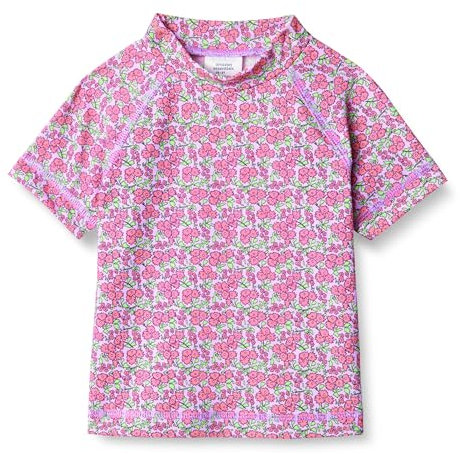 Amazon Essentials T-Shirt Rashguard a Manica Corta Bambine e Ragazze, Lilla Rosa Shocking Posey Floral, 8 Anni