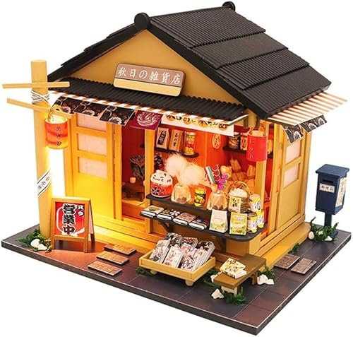 IUBGFTO Dollhouse Miniature with Furniture, DIY Dollhouse Kit, 3D Assembled Handmade House Mini Cabin Toy, with Dust Cover & Music Box, for Romantic Artwork for Christmas Birthday