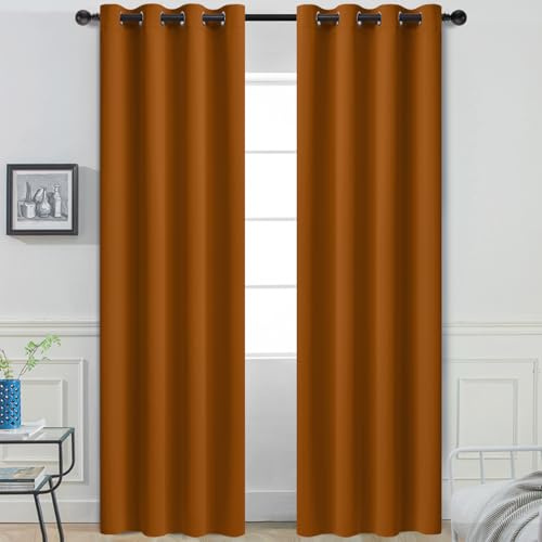 Yakamok Verdunklungsvorhang für Schlafzimmer, Hallowmas Dekor, Orange, Raumverdunkelung, wärmeisoliert, Ösenvorhänge für Wohnzimmer, 132 x 213 cm, 2 Paneele