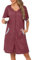 Lovasy Women's Zip Robes Waffle Dressing Gowns for Women UK Short Sleeve Bath Robe Summer Ladies Dressing Gowns Lightweight Zip Up Dressing Gown Knee Length Housecoat with Pockets,Bean paste pink,M
