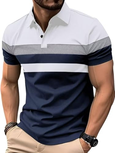 Comilaka Polo Hombre Manga Corta Rayas Camiseta Color en Camiseta S-4XL | Poloshirt,Casual,T-Shirt,Golf,Verano