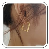 InateannalLarge quadratische Dangle Ohrringe Statement Square Ohrringe Geometry Hohlhoch Stollen Schmuck für Frauen