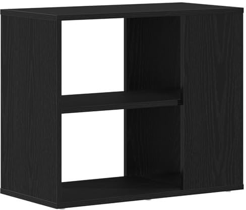 vidaXL modernes Schwarz-Eiche Sideboard stylische Innenlagerungseinheit zur Organisation des Wohnzimmers und Essbereichs mit 2 Fächern Holzwerkstoff Finish Haltbarkeit Eleganz Zeitgenössische Möbel