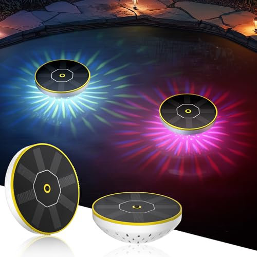 SoulBay 2 pezzi Luci Piscina Solari, Luci Piscina Fuori Terra Solari Galleggianti IP68 Impermeabili per Laghetto con 4 Colori e 6 Modalità, Luce LED Subacquea per Piscina Giardino Decorazioni