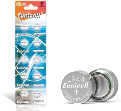 Pack of 20 - LR44/AG13 Eunicell 1.5V Button Coin Cell Alkaline Batteries - Suitable for use in LED lights, Digital Voice Recorders, Toys, Blood Glucose, Cholesterol Testing, Meters, Toys