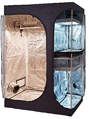 Houseplant kits with simulated timers, humidity hygrometers, plant lattices, trimmer shears and growth lamp hanging racks Planting tent kit