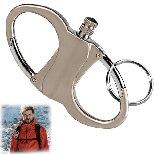 Schlüsselanhänger Feuerzeug, Feuerstarter-Schlüsselring, Tragbares Keychain Lighter Match Strike, 2025 Neue Metall Schlüsselanhänger Für Outdoor Camping (Silber)