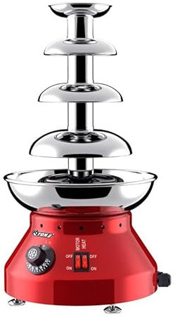 4/5 Tiers Chocolate Fountain Machine, Stainless Steel Hot Chocolate Fondue Tower, Chocolate Fountain Melting Machine for Buffet Dinner, Wedding Parties, Temperature Control 86-230℉,Red-4tier