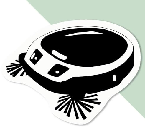 Azeeda 4 x 'Robotic Vacuum Cleaner' White Premium Vinyl Decal Stickers – Waterproof, Durable & Easy to Apply - Ideal for Car Bumpers, Windows, Bins and More - Small (50mm) (DW00140288)