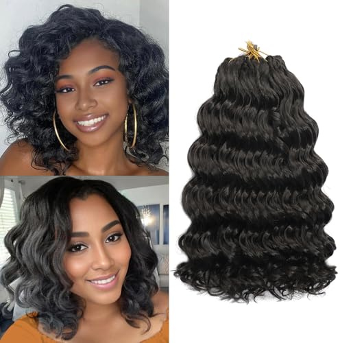 Ocean Wave Crochet Hair Extensions, Deep Wave Braiding, Crochet Hair, Soft Synthetic Curly Braiding, Crochet Hair for Black Women (4#, 10 Inches)